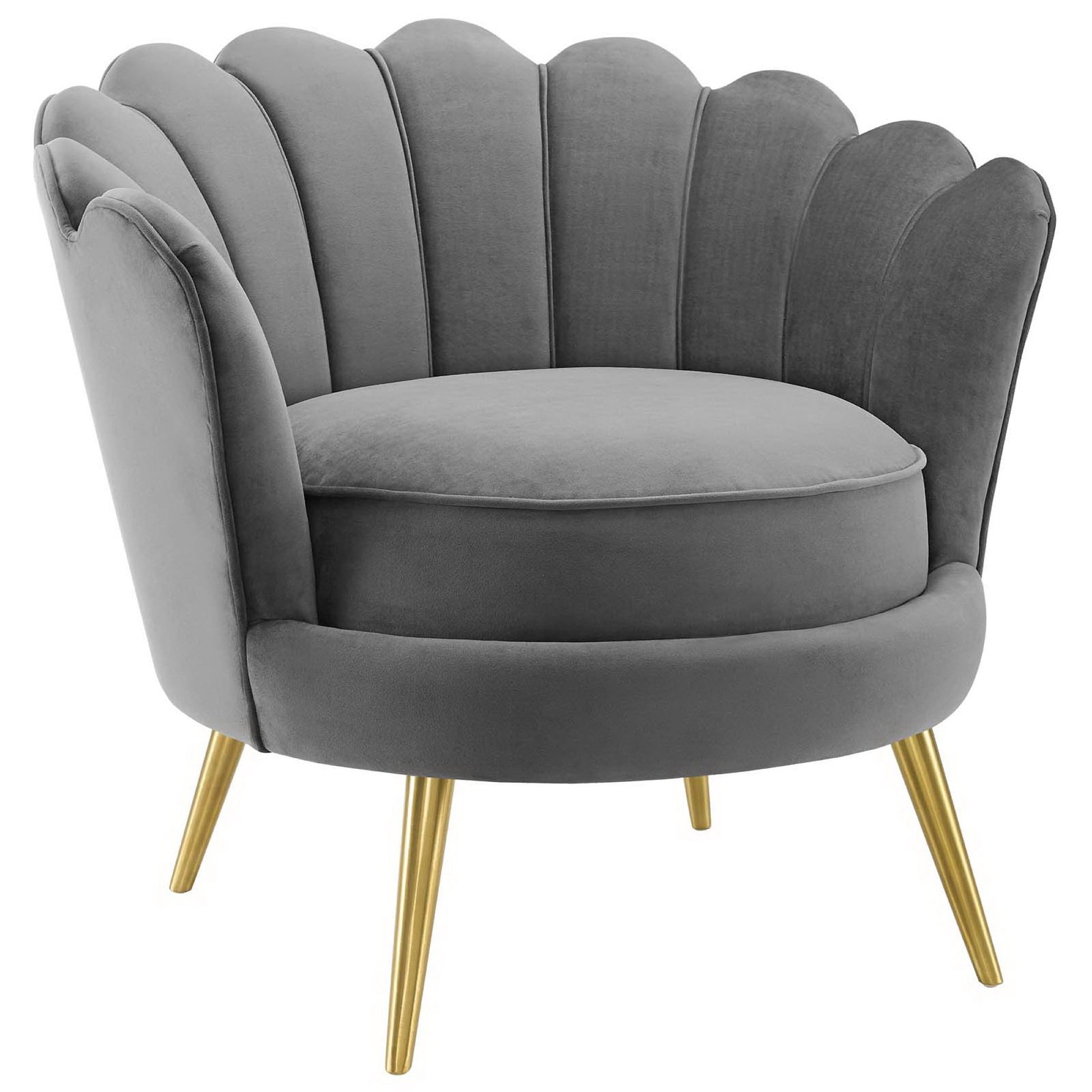 Admire Scalloped Edge Performance Velvet Accent Armchair - Gray