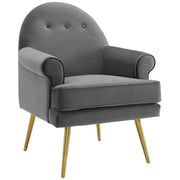 Revive Tufted Button Accent Performance Velvet Armchair - Gray