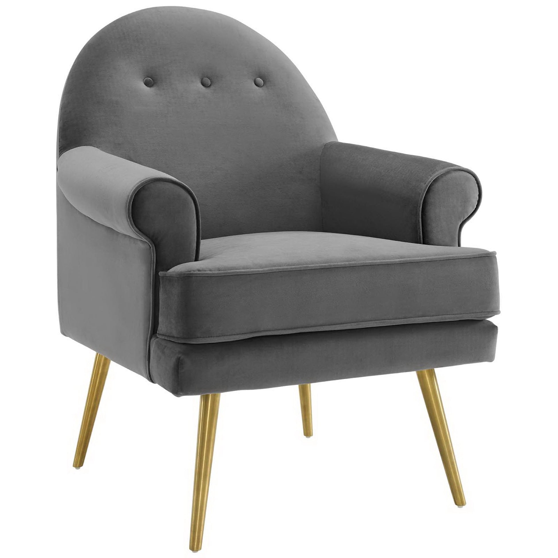 Revive Tufted Button Accent Performance Velvet Armchair - Gray