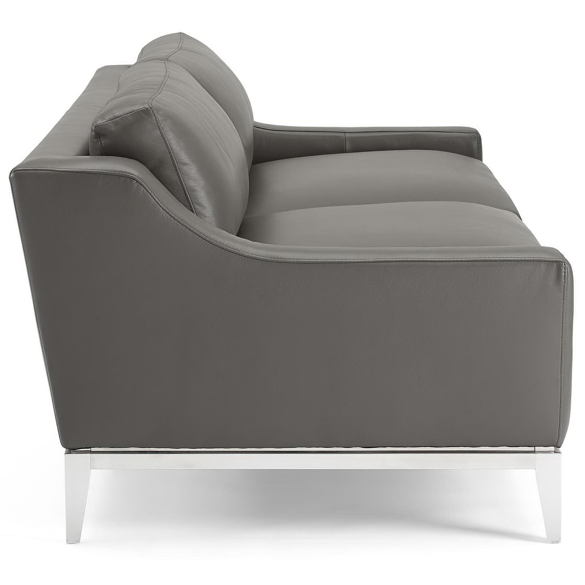 Harness 83.5" Stainless Steel Base Leather Sofa - Tan