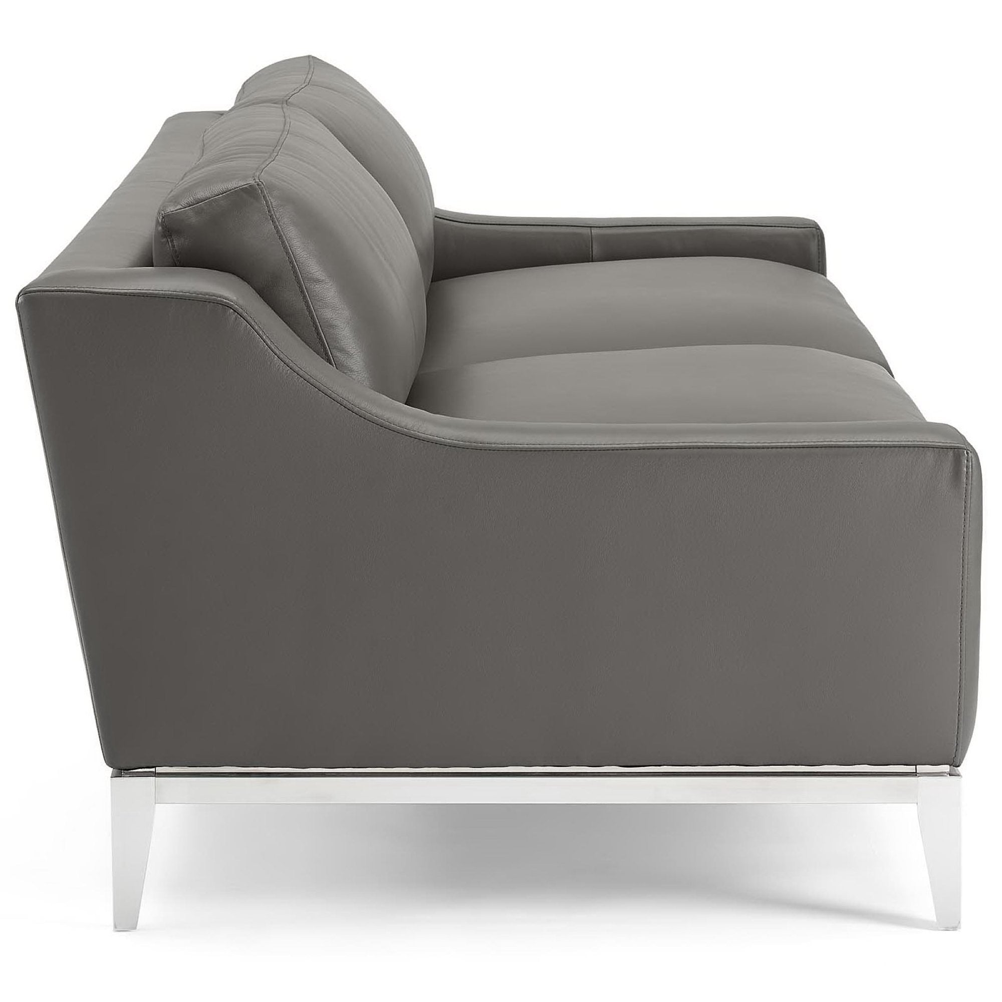 Harness 83.5" Stainless Steel Base Leather Sofa - Tan