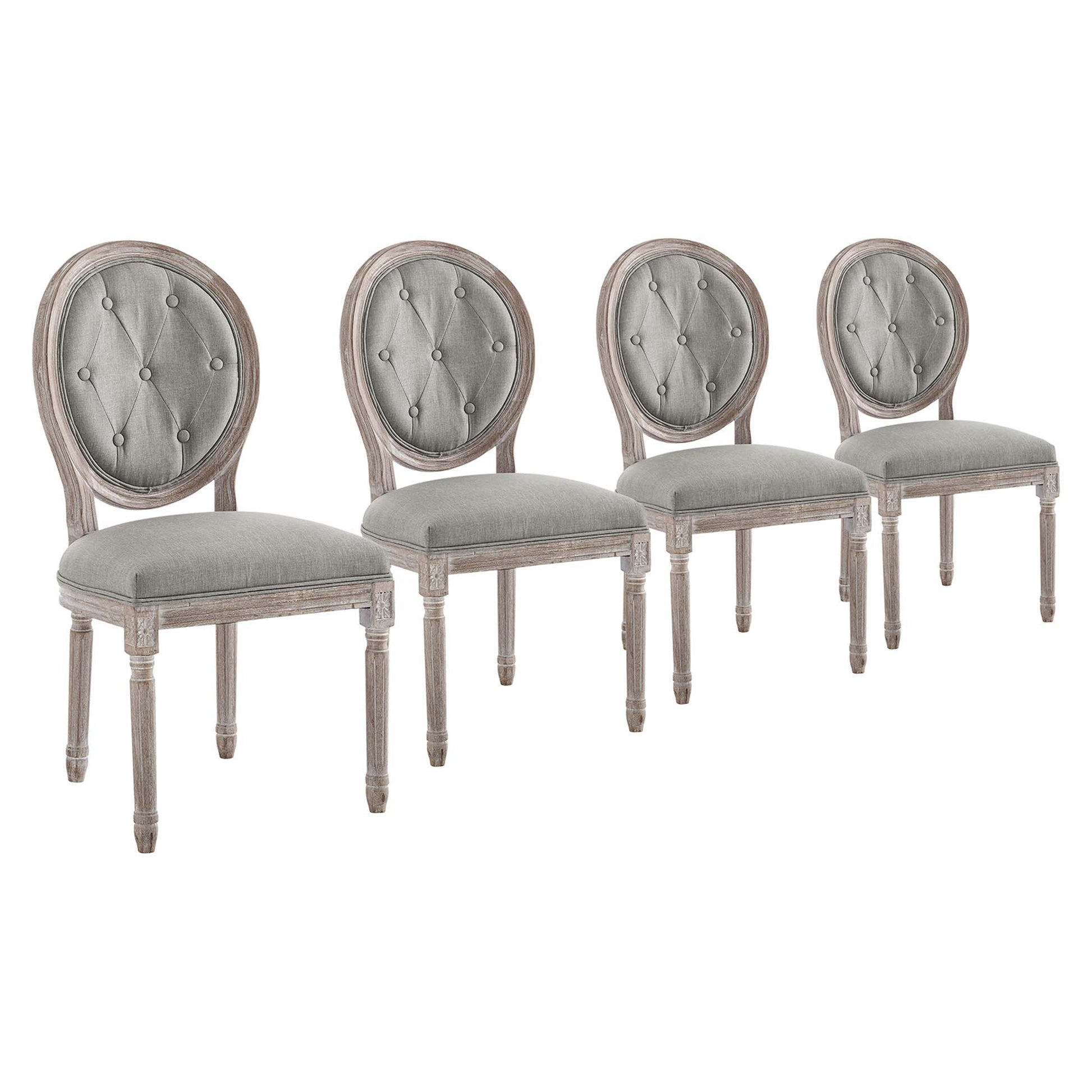 Arise Upholstered Fabric Dining Side Chair Set of 4 - Light Gray