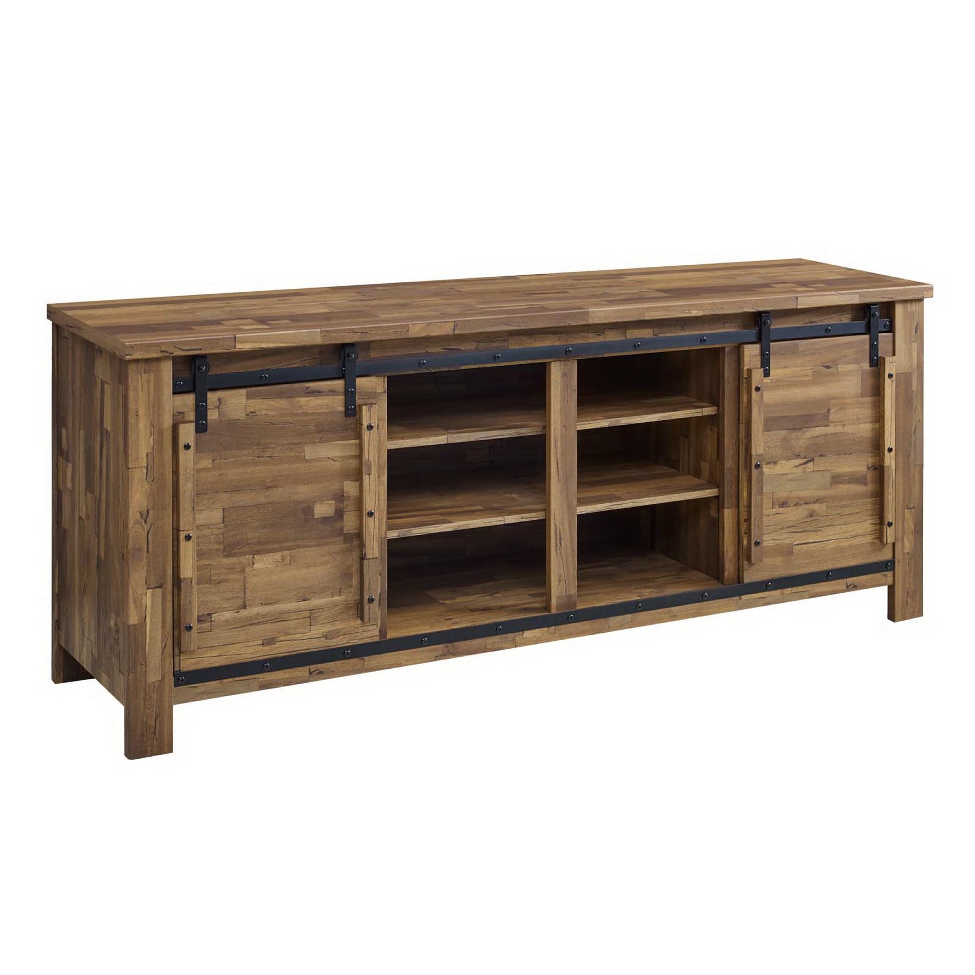 Cheshire 71" Rustic Sliding Door TV Stand - Walnut