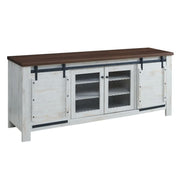 Bennington 71" Rustic Sliding Door TV Stand - White