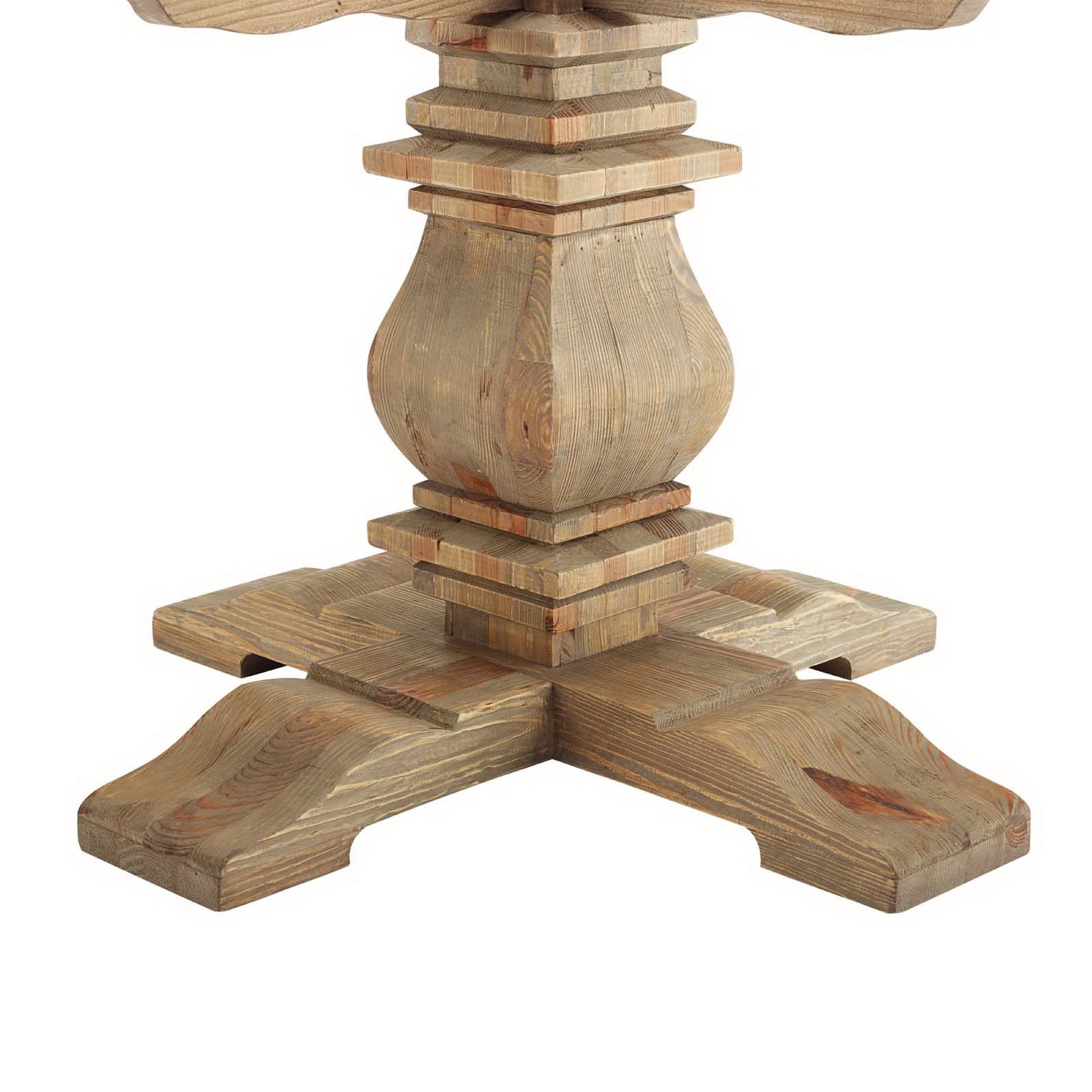 Column 59" Round Pine Wood Dining Table