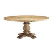 Column 71" Round Pine Wood Dining Table - Brown