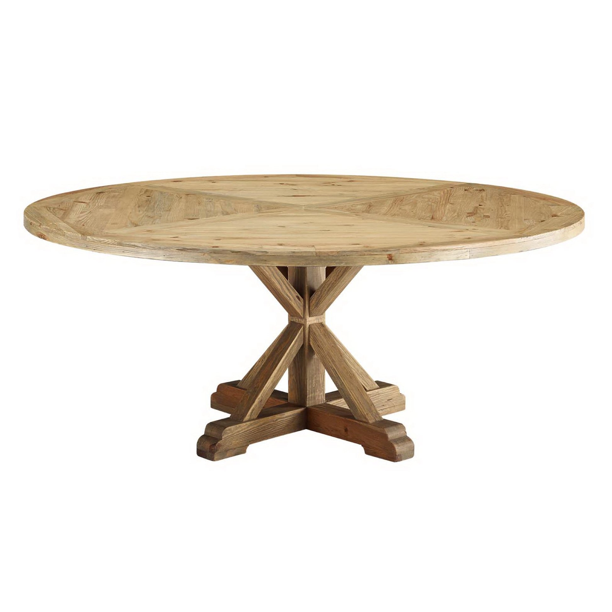 Stitch 71" Round Pine Wood Dining Table - Brown