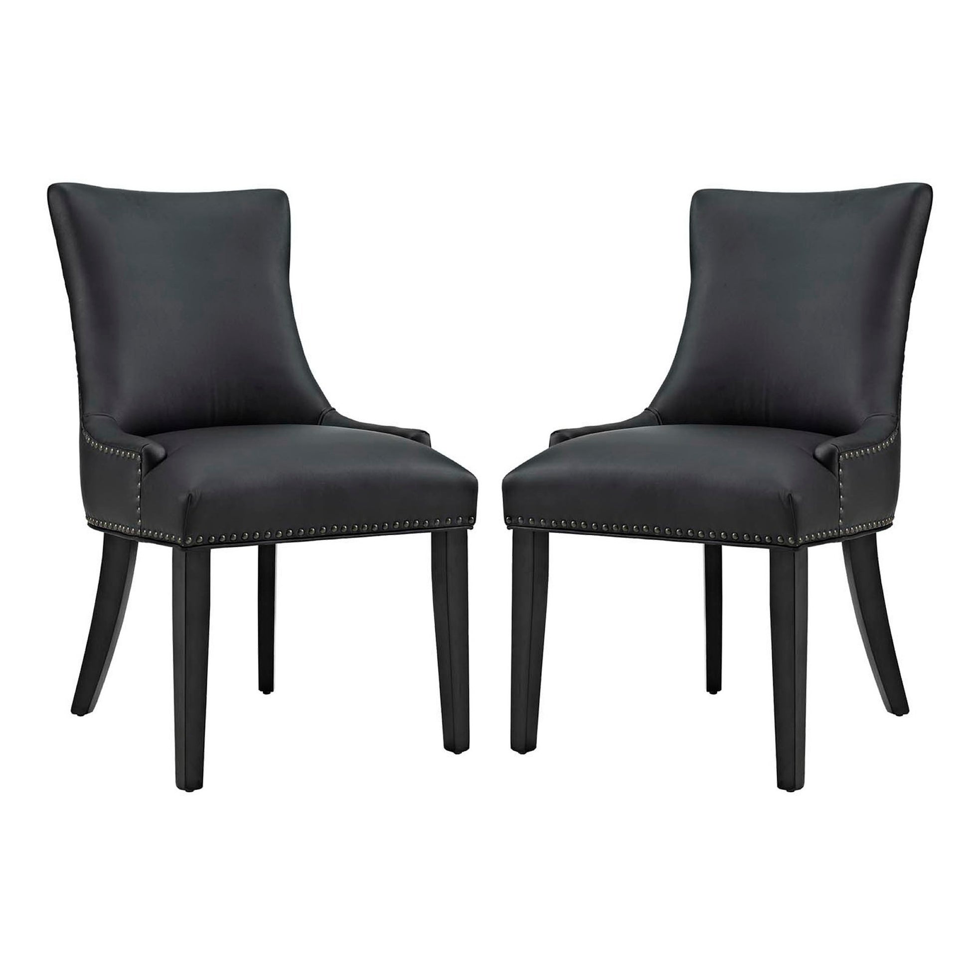 Marquis Dining Chair Faux Leather Set of 2 - Black