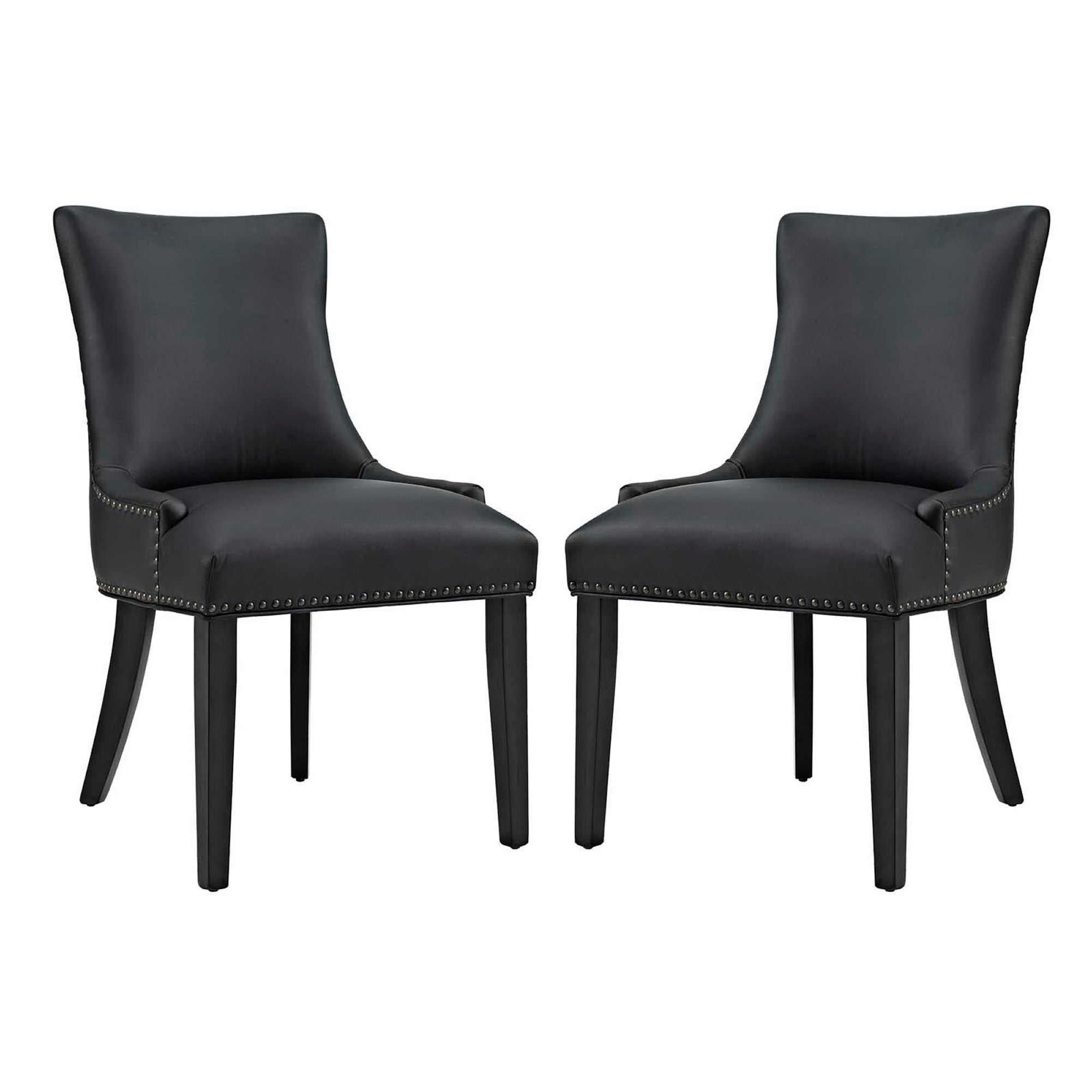 Marquis Dining Chair Faux Leather Set of 2 - Black