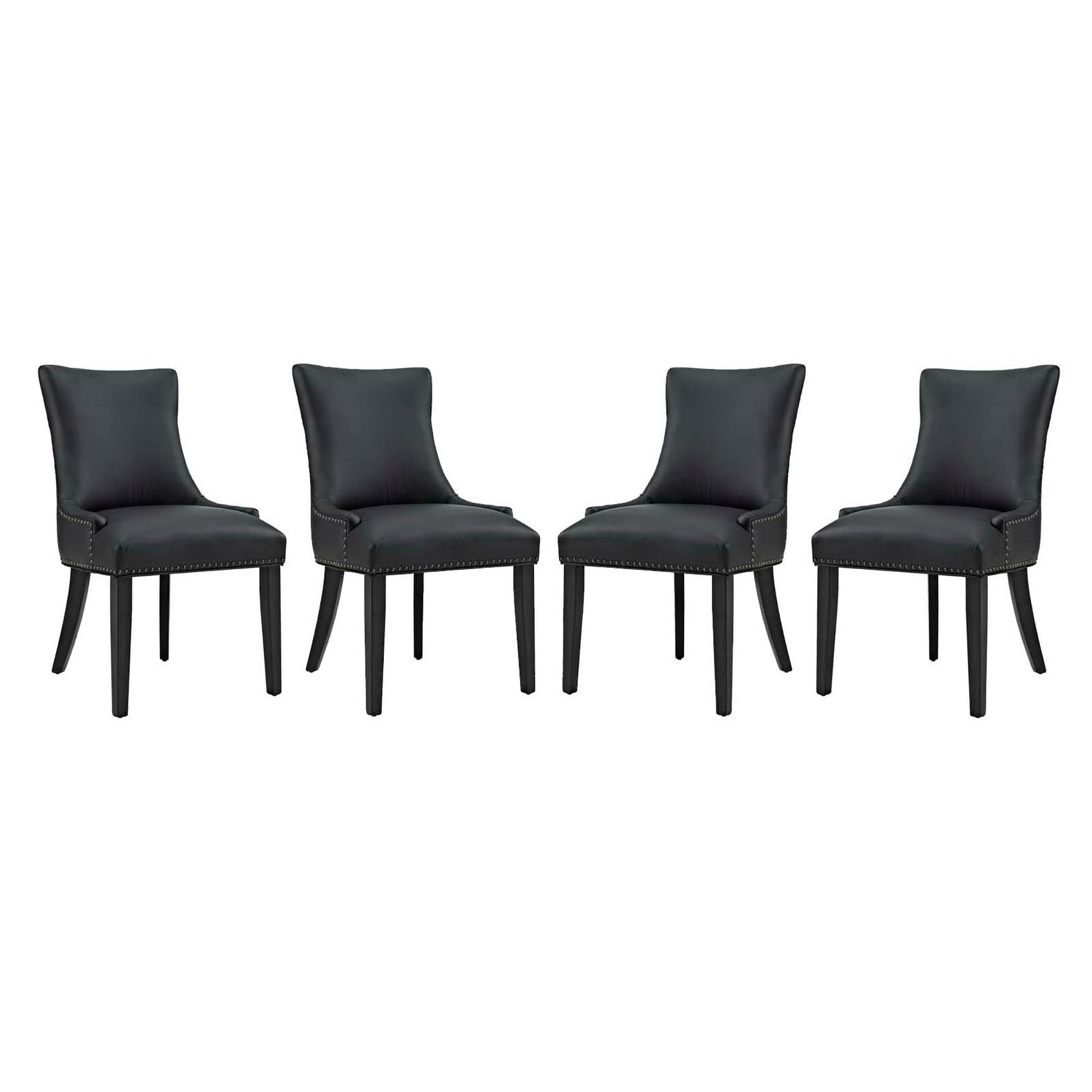Marquis Dining Chair Faux Leather Set of 4 - Black