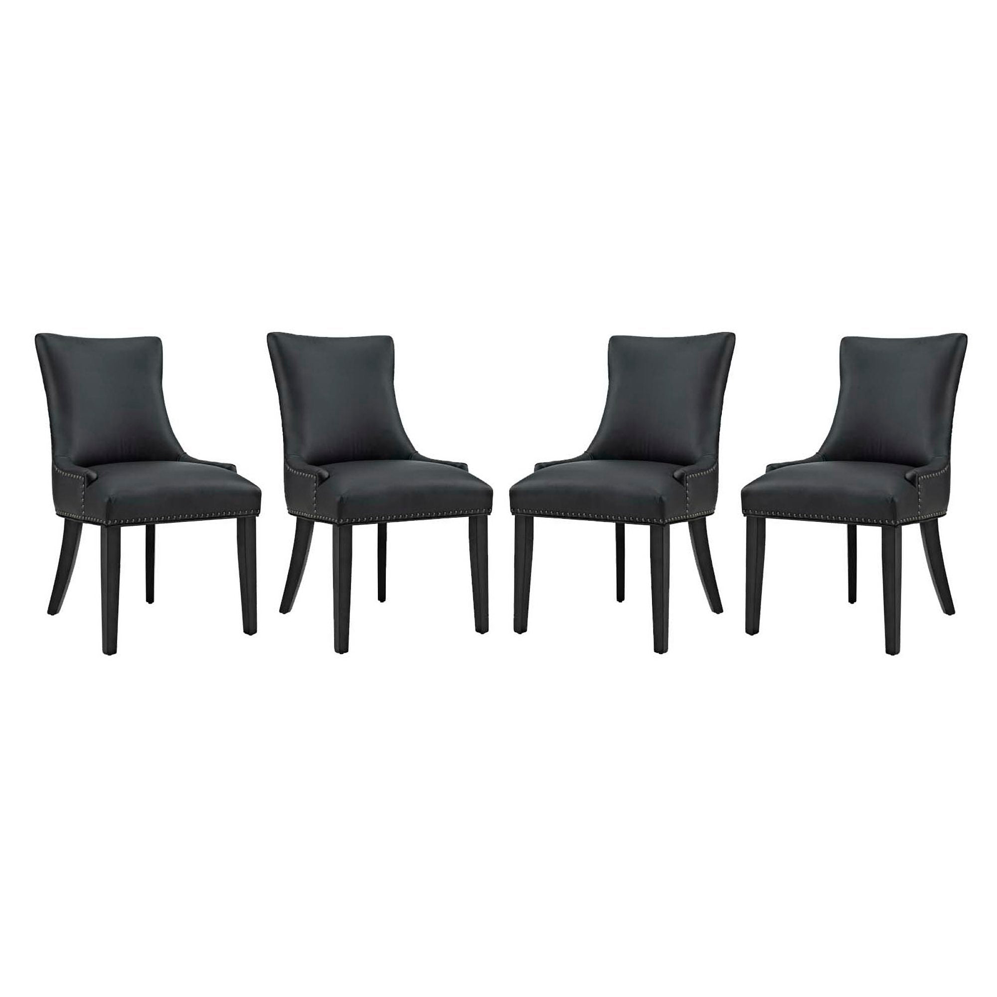 Marquis Dining Chair Faux Leather Set of 4 - Black