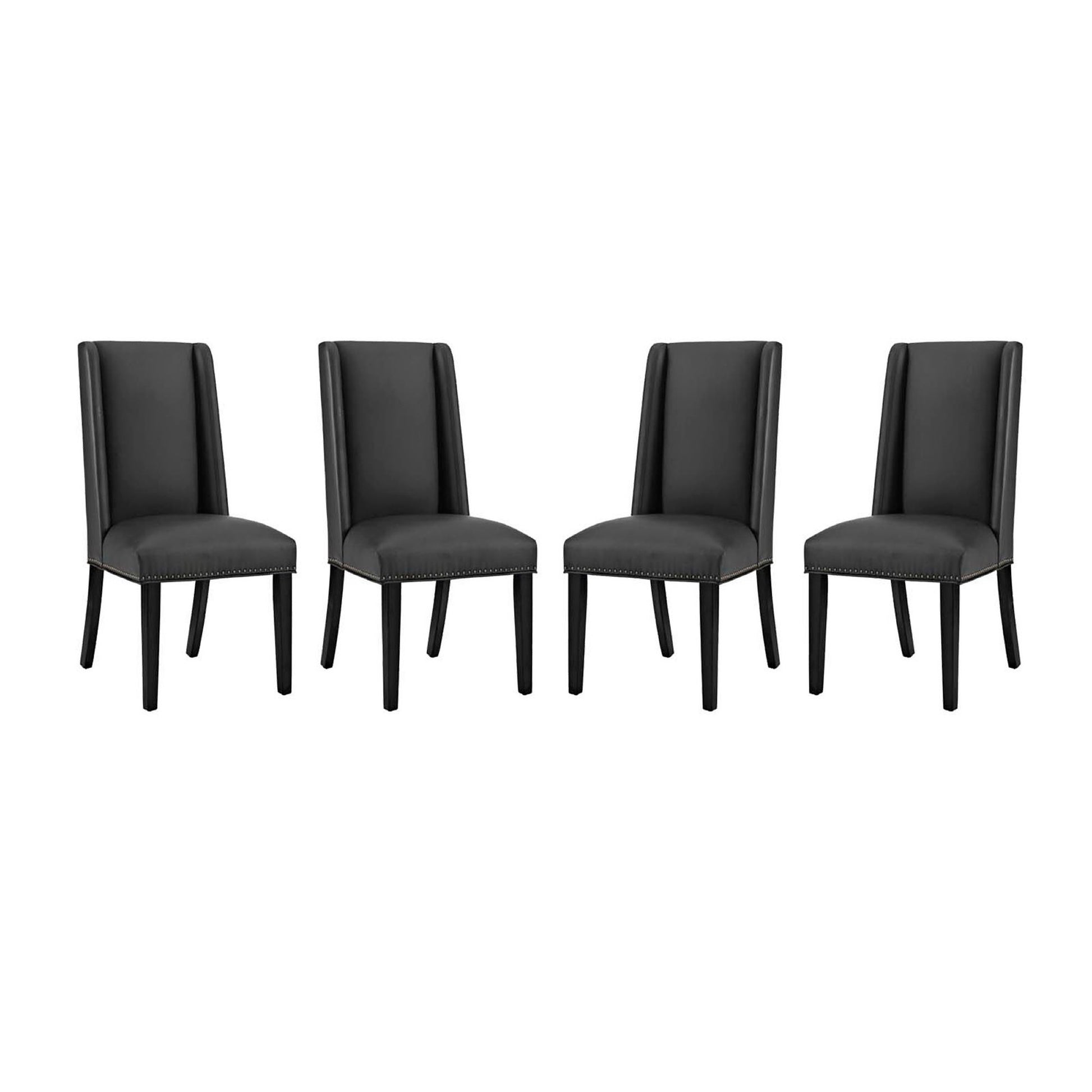 Baron Dining Chair Vinyl Set of 4 - Black