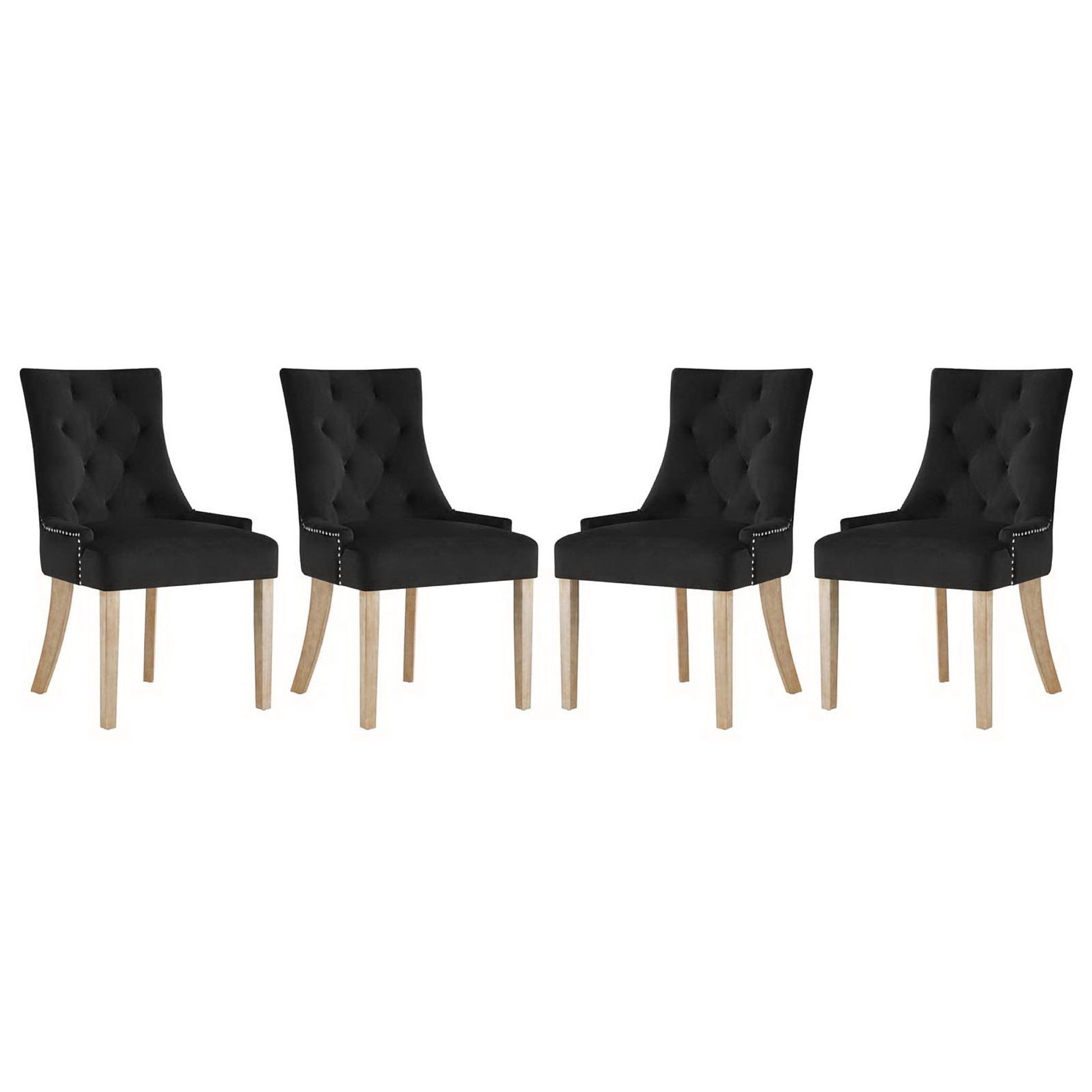 Pose Dining Chair Performance Velvet Set of 4 - Black