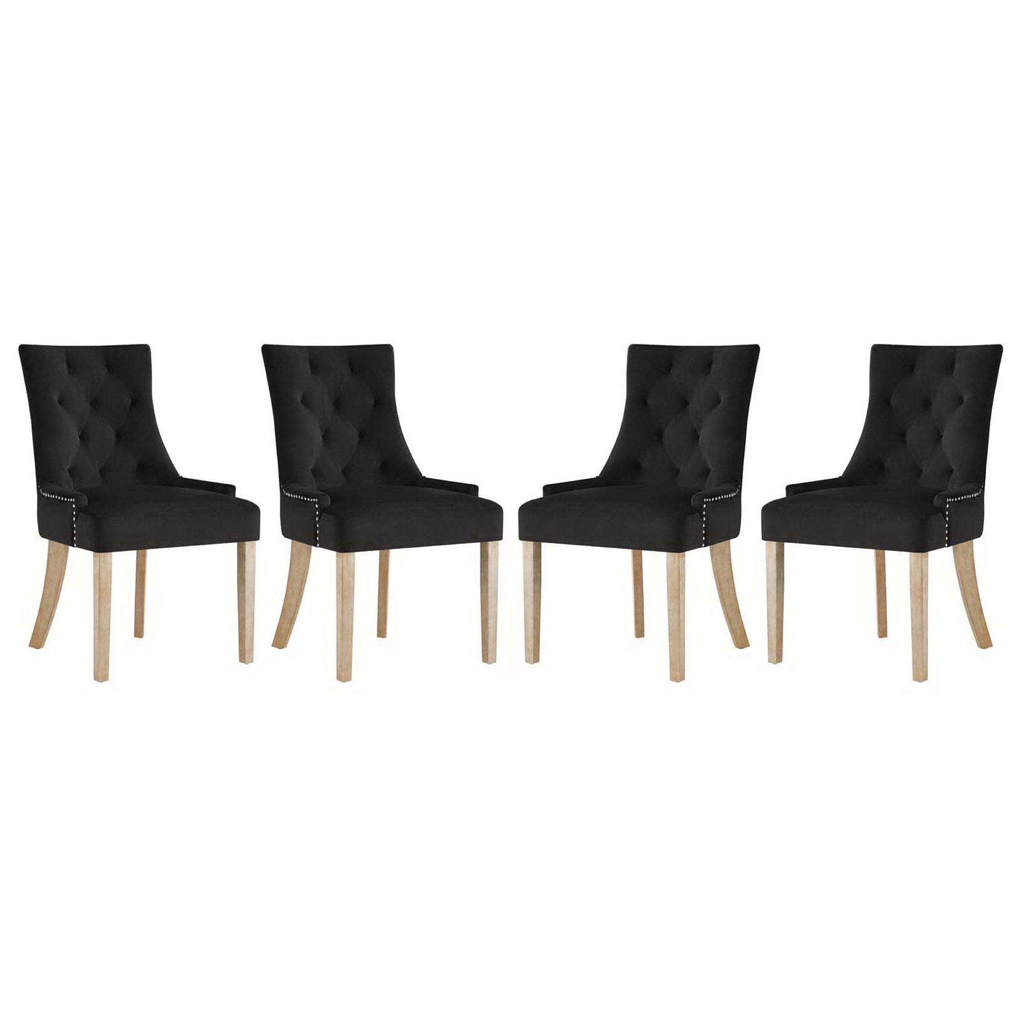 Pose Dining Chair Performance Velvet Set of 4 - Black