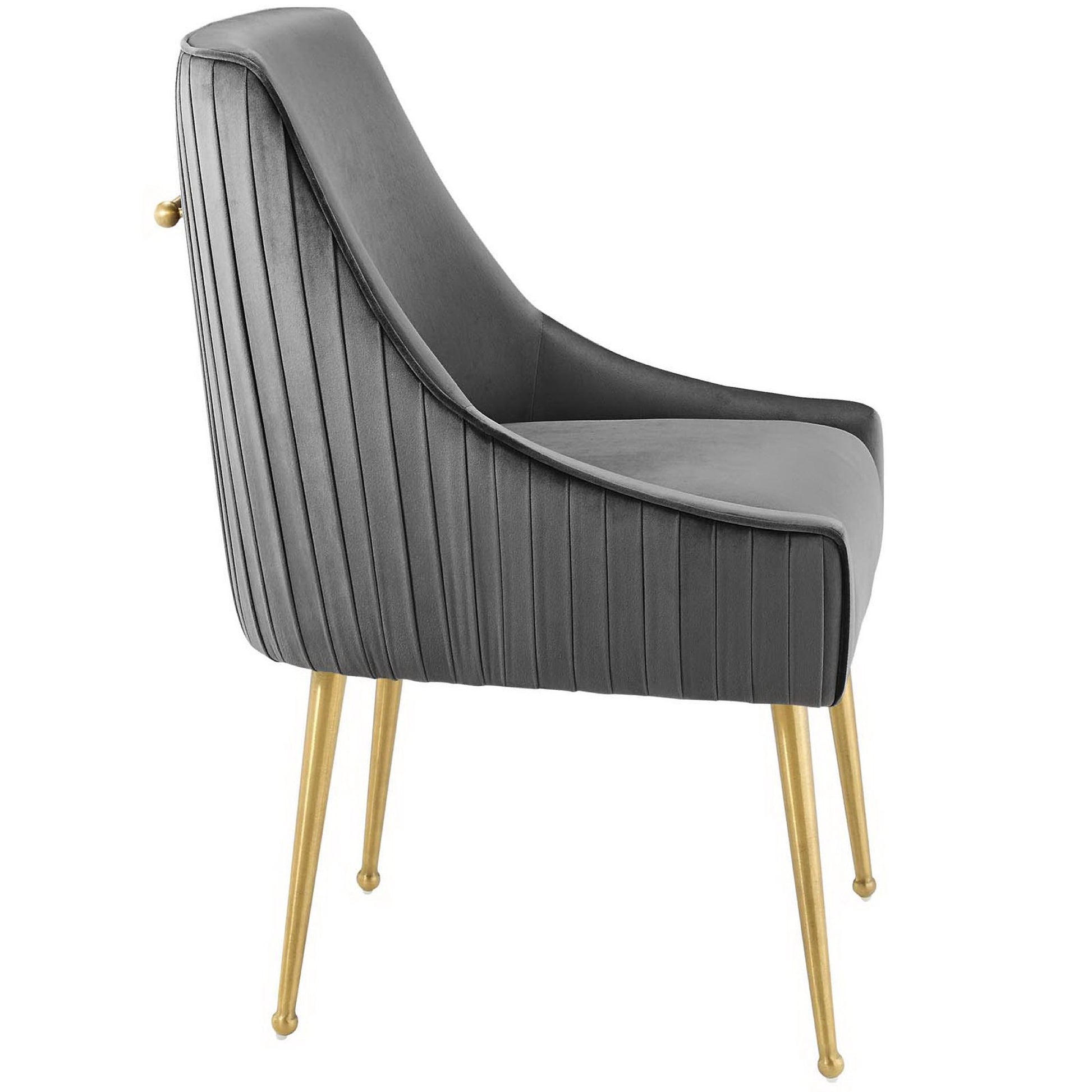 Discern Pleated Back Upholstered Performance Velvet Dining Chair - Light Blue