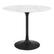 Lippa 36" Round Faux Marble Dining Table - Black White