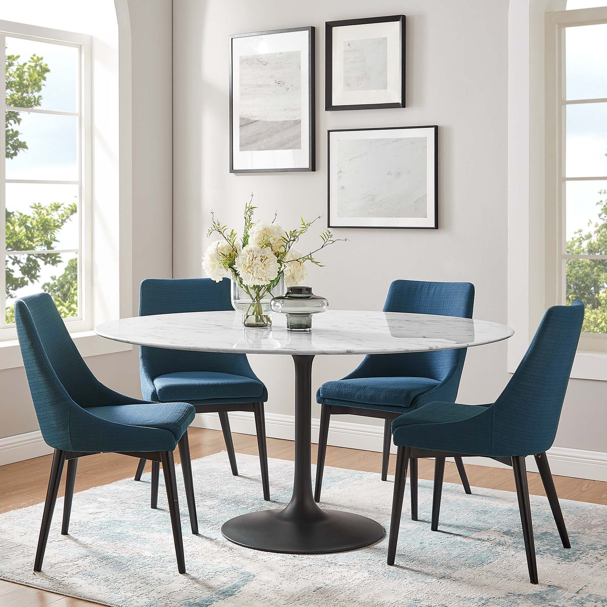 Lippa 60" Round Faux Marble Dining Table