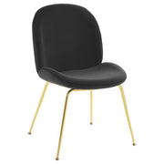 Scoop Gold Stainless Steel Leg Performance Velvet Dining Chair - Black