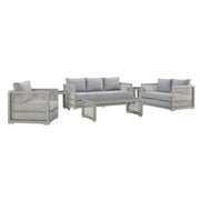 Aura 6 Piece Outdoor Patio Wicker Rattan Set - Gray Gray