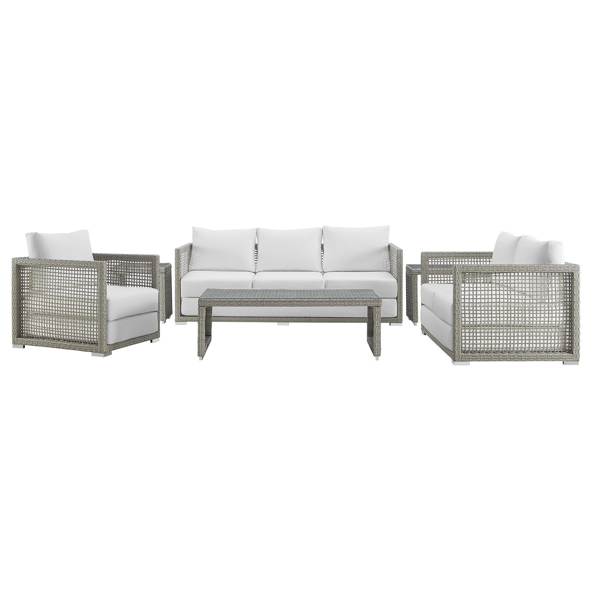 Aura 6 Piece Outdoor Patio Wicker Rattan Set
