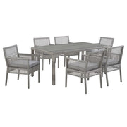 Aura 7 Piece Outdoor Patio Wicker Rattan Set - Gray Gray
