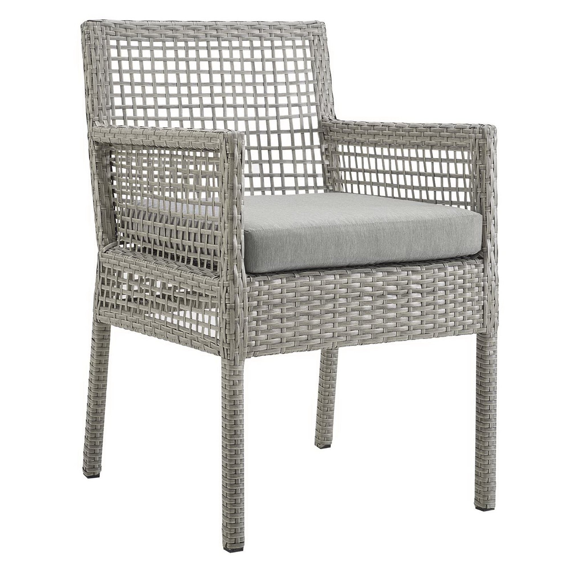 Aura Dining Armchair Outdoor Patio Wicker Rattan Set of 2 - Gray White