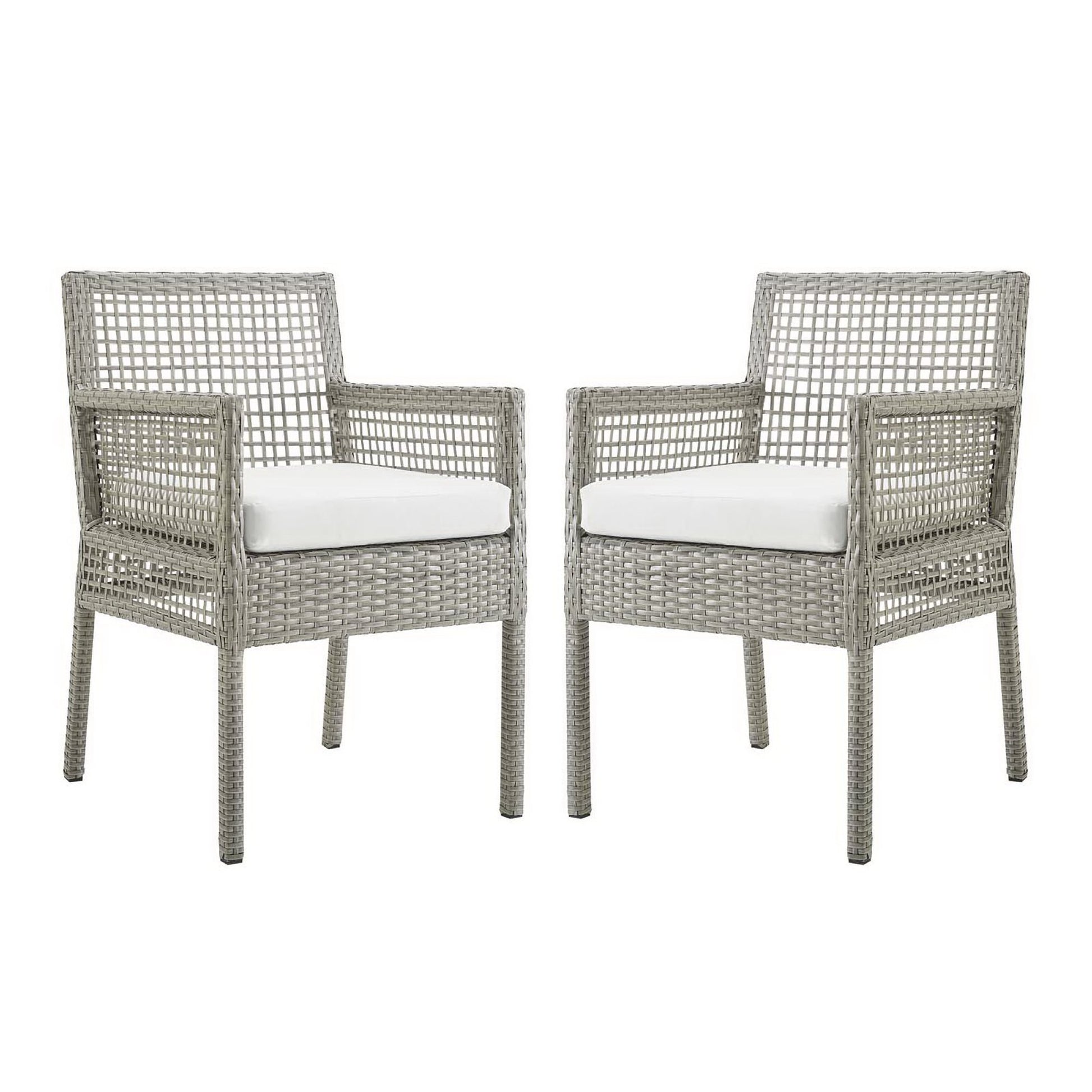 Aura Dining Armchair Outdoor Patio Wicker Rattan Set of 2