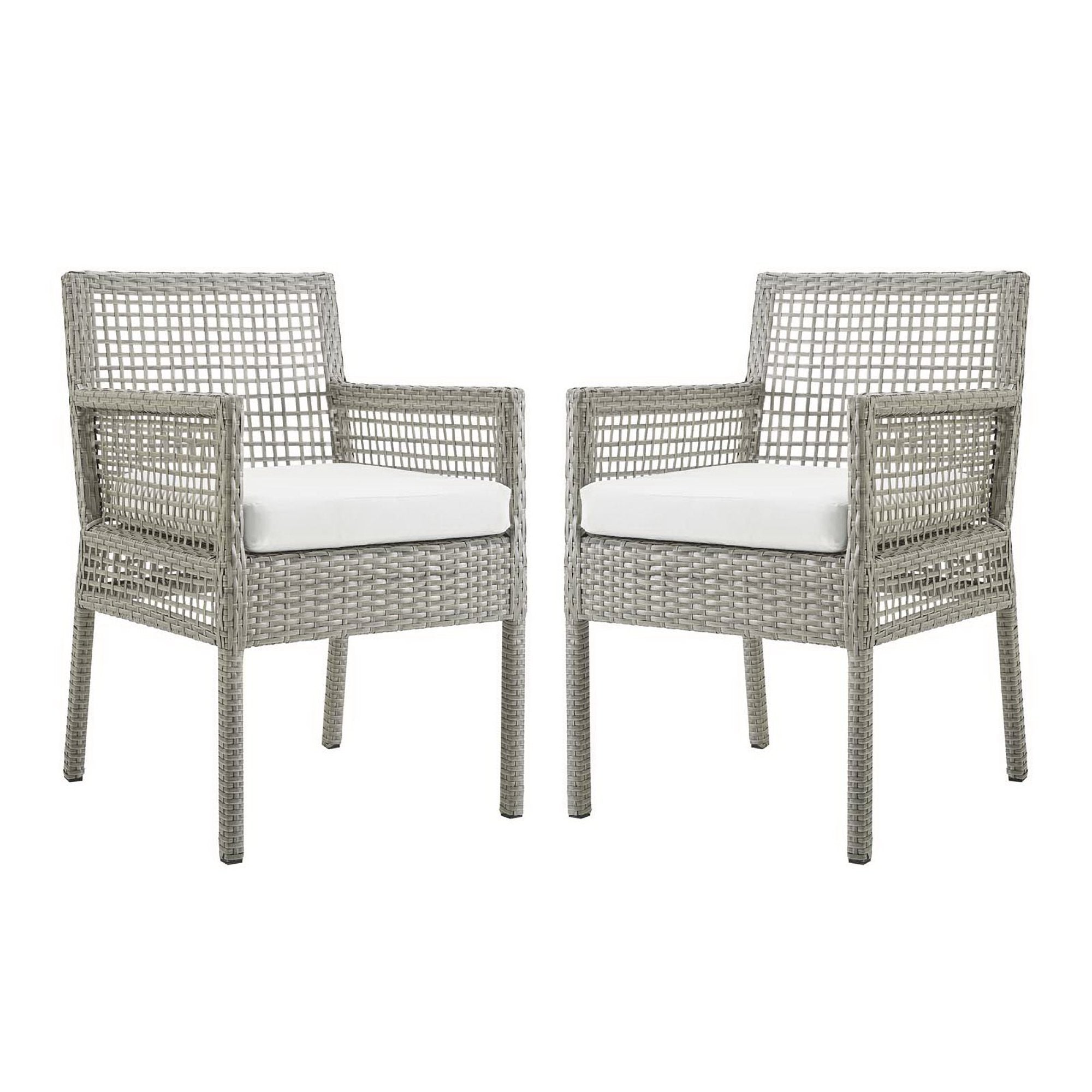 Aura Dining Armchair Outdoor Patio Wicker Rattan Set of 2