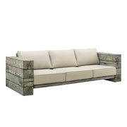Manteo Rustic Coastal Outdoor Patio Sunbrella®  Sofa - Light Gray Beige