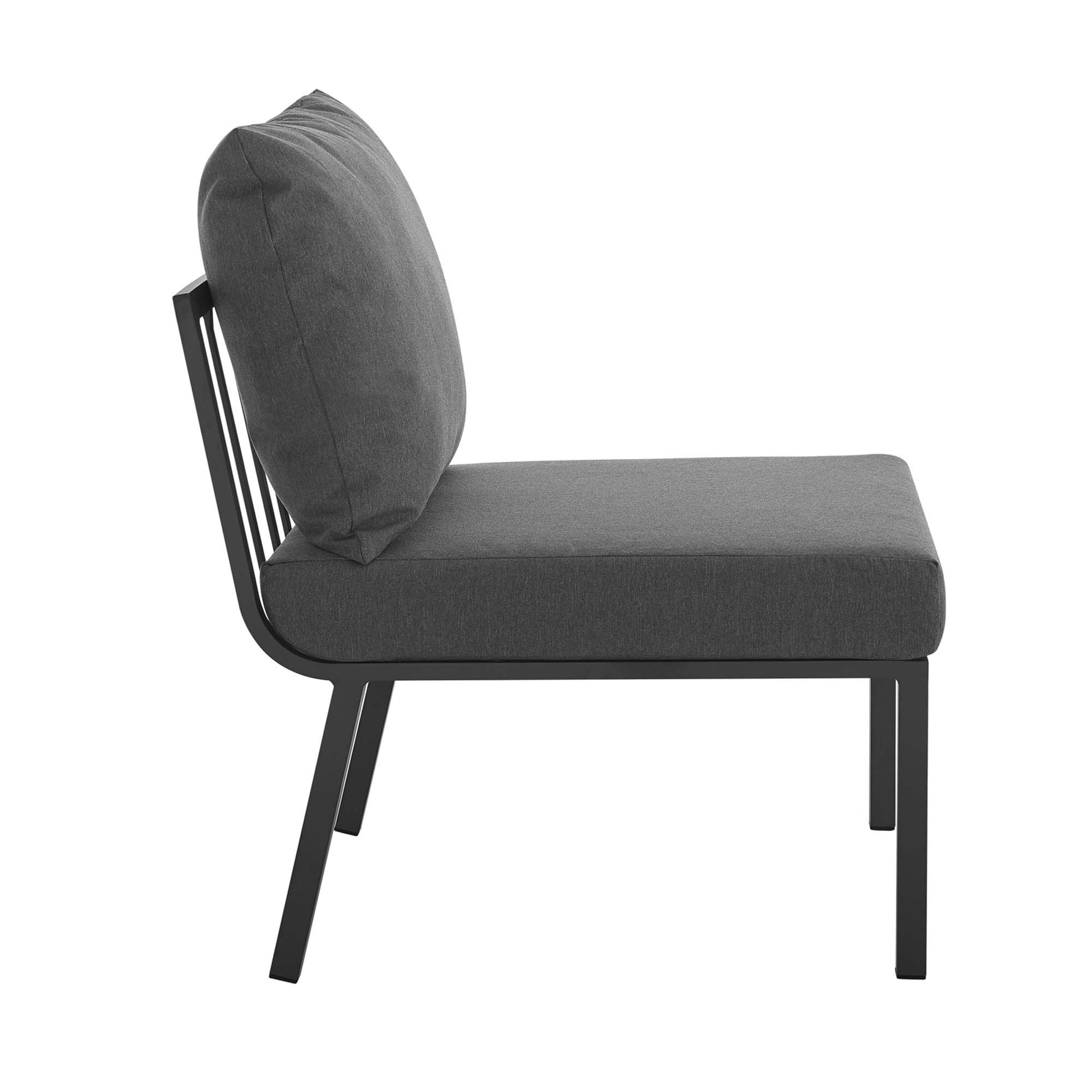 Riverside Outdoor Patio Aluminum Armless Chair - Gray White