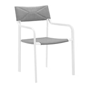 Raleigh Stackable Outdoor Patio Aluminum Dining Armchair - White Gray