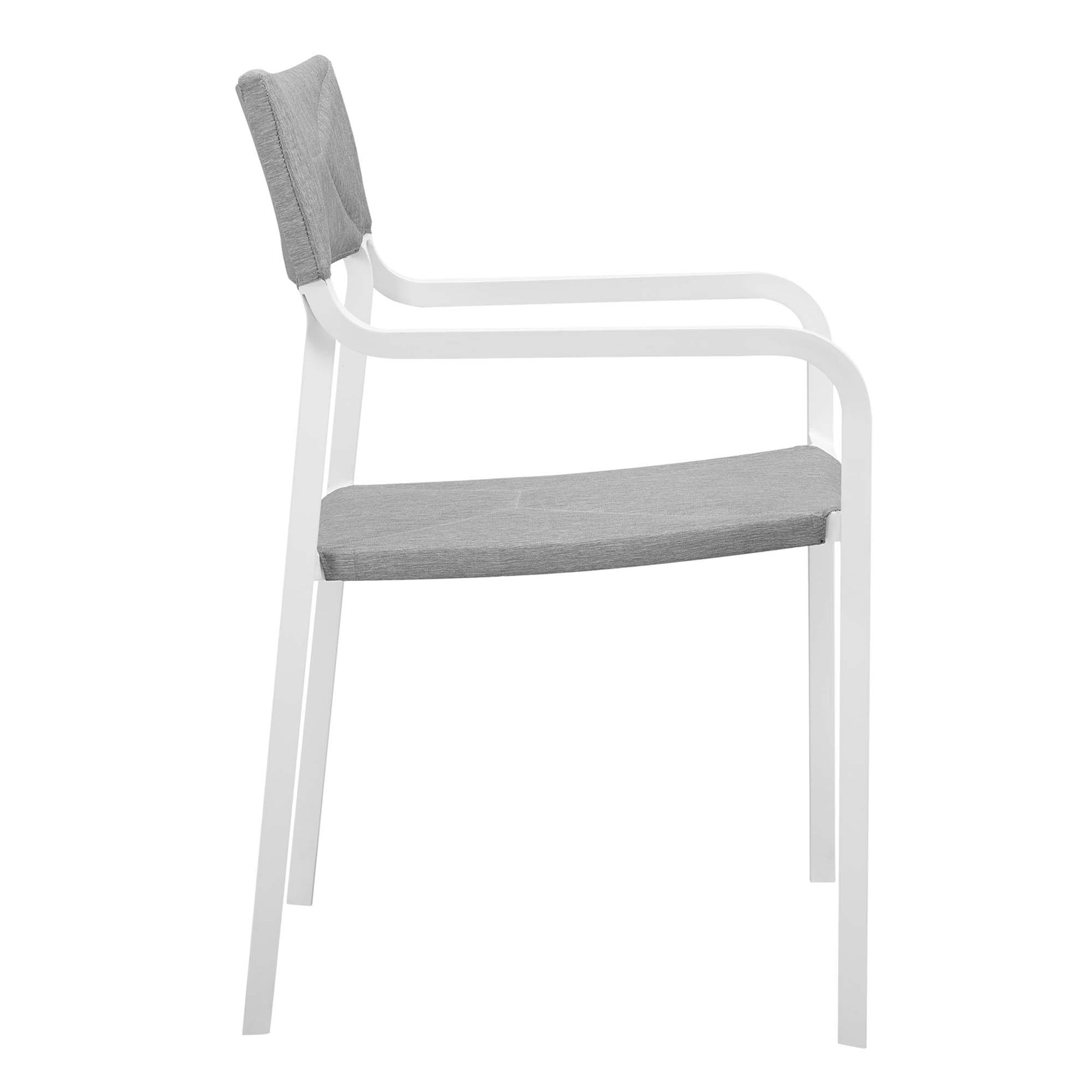 Raleigh Stackable Outdoor Patio Aluminum Dining Armchair - White Navy