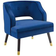 Traipse Button Tufted Open Back Performance Velvet Armchair - Navy