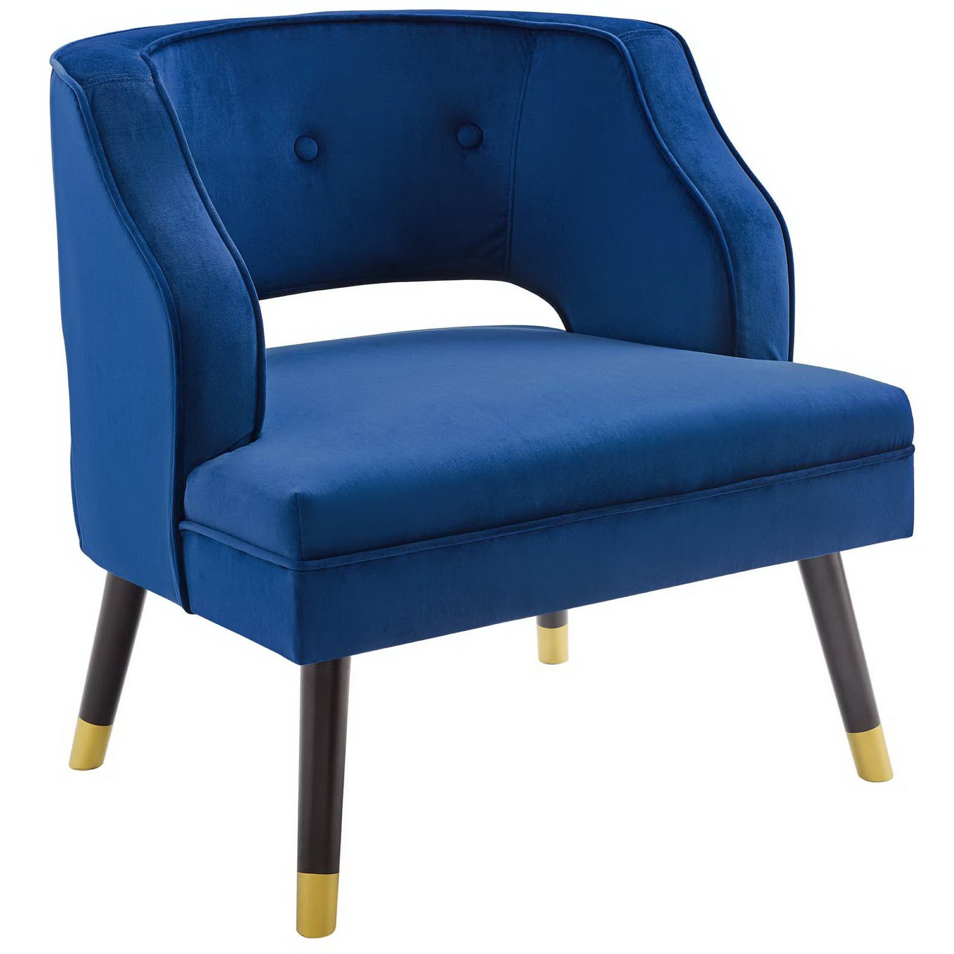 Traipse Button Tufted Open Back Performance Velvet Armchair - Navy