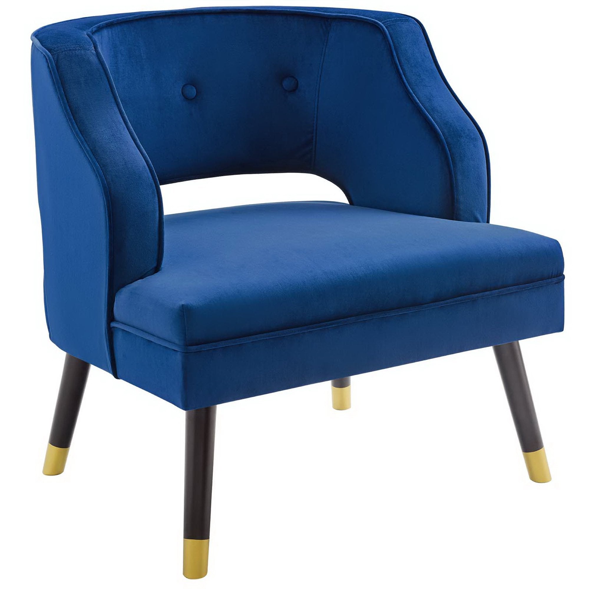 Traipse Button Tufted Open Back Performance Velvet Armchair - Navy