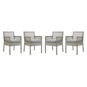 Aura Dining Armchair Outdoor Patio Wicker Rattan Set of 4 - Gray Gray