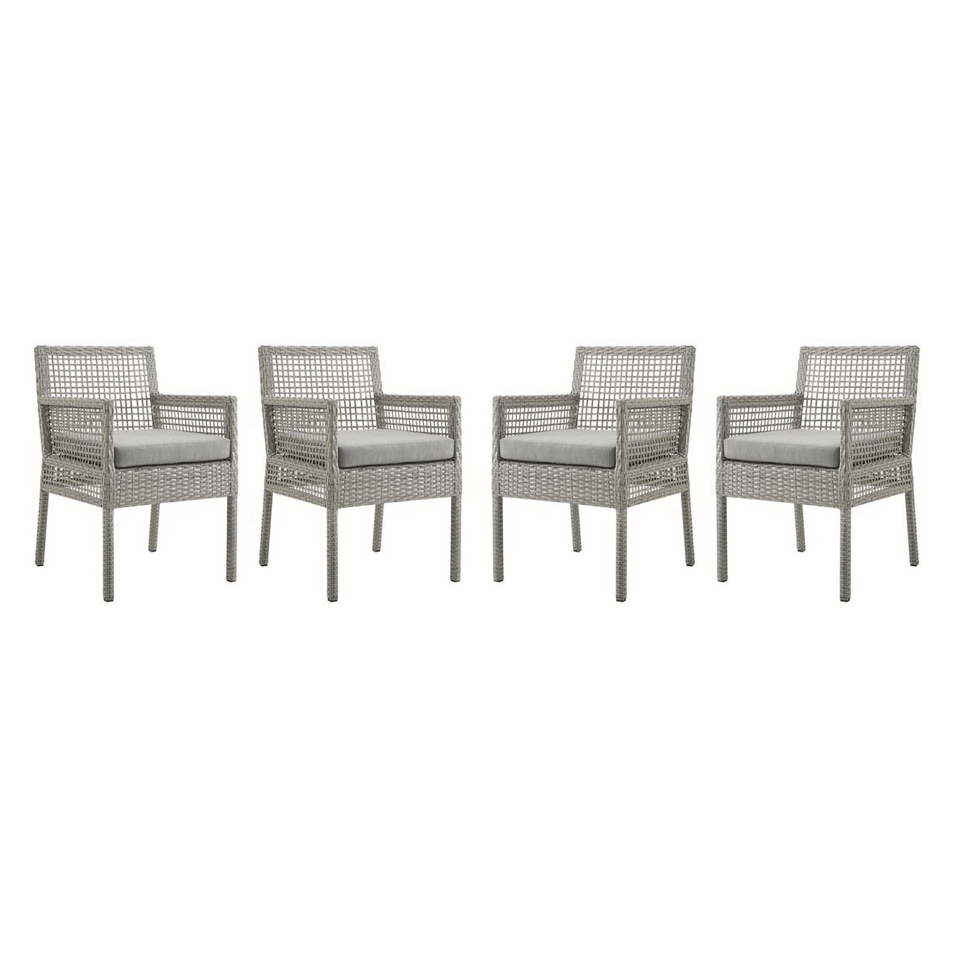 Aura Dining Armchair Outdoor Patio Wicker Rattan Set of 4 - Gray Gray