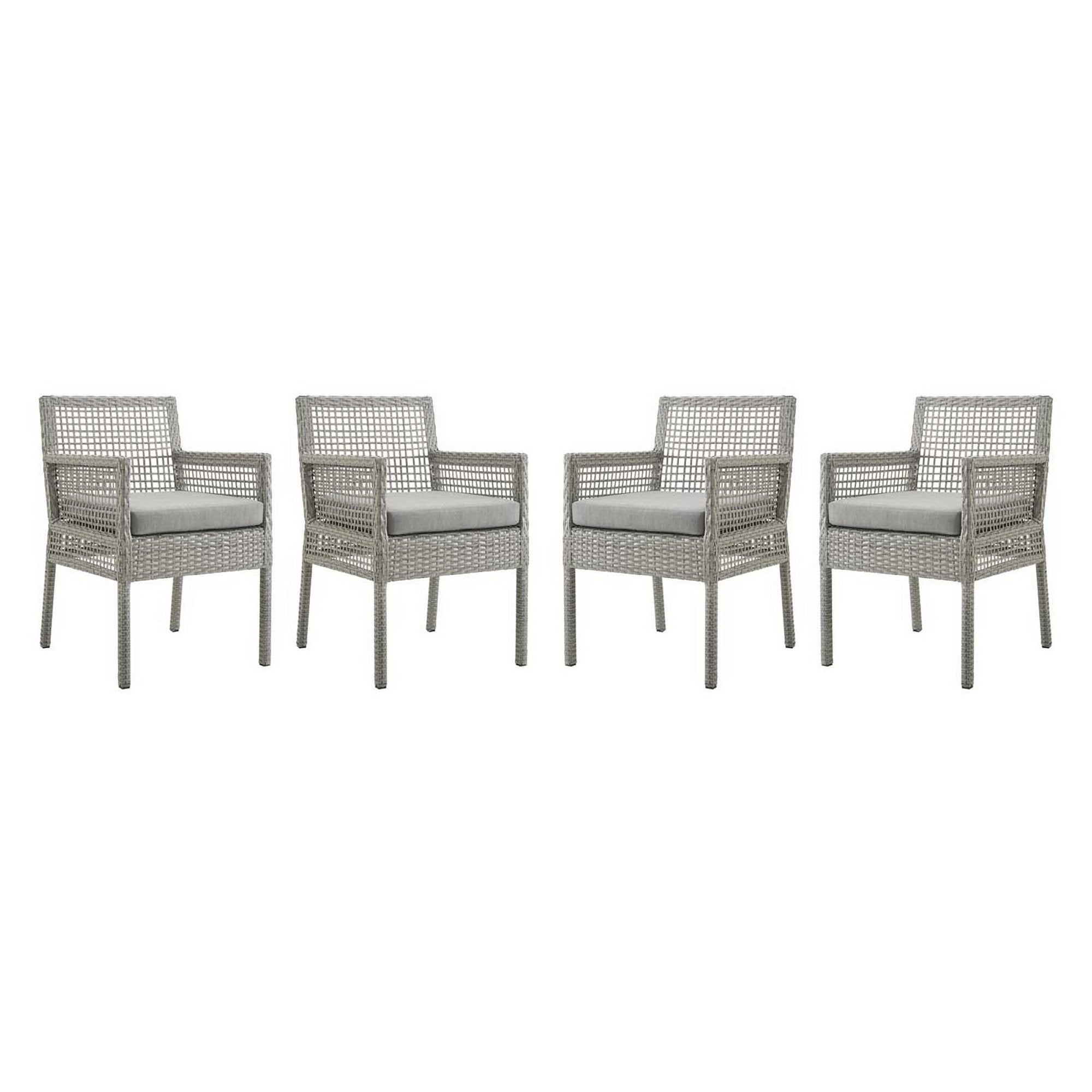 Aura Dining Armchair Outdoor Patio Wicker Rattan Set of 4 - Gray Gray