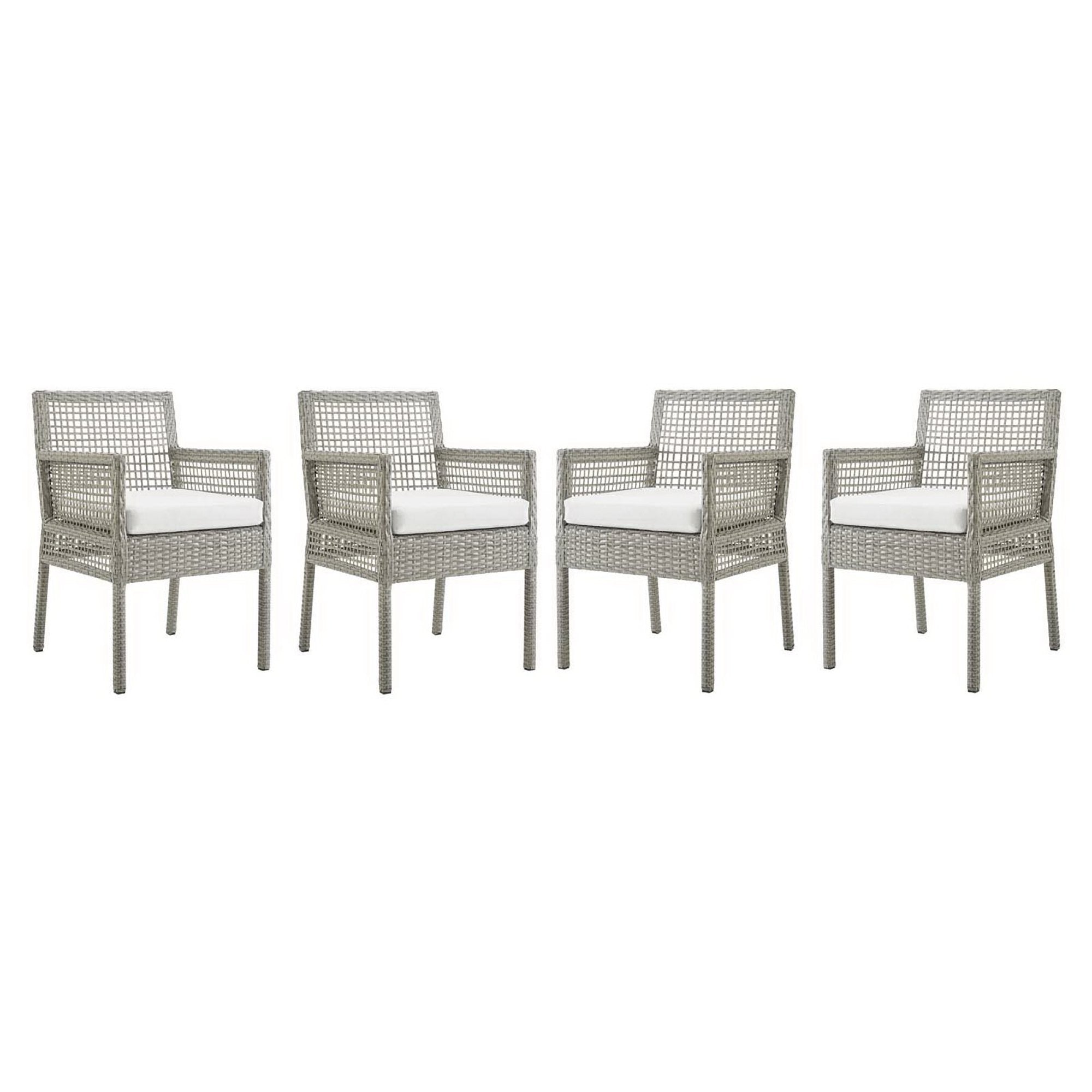 Aura Dining Armchair Outdoor Patio Wicker Rattan Set of 4