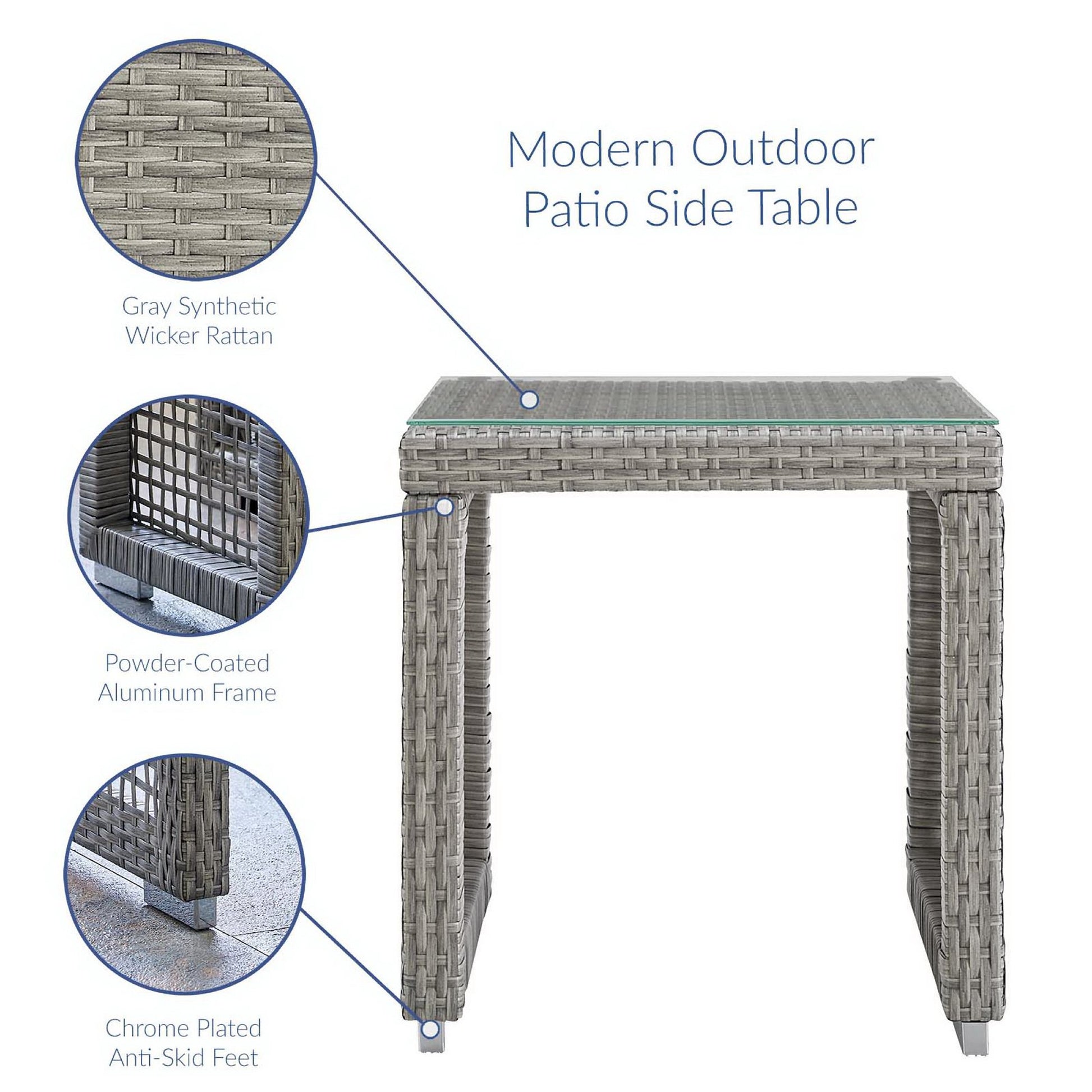 Aura 3 Piece Outdoor Patio Wicker Rattan Set - Gray White