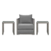 Aura 3 Piece Outdoor Patio Wicker Rattan Set - Gray Gray