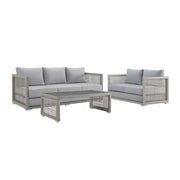 Aura 3 Piece Outdoor Patio Wicker Rattan Set - Gray Gray