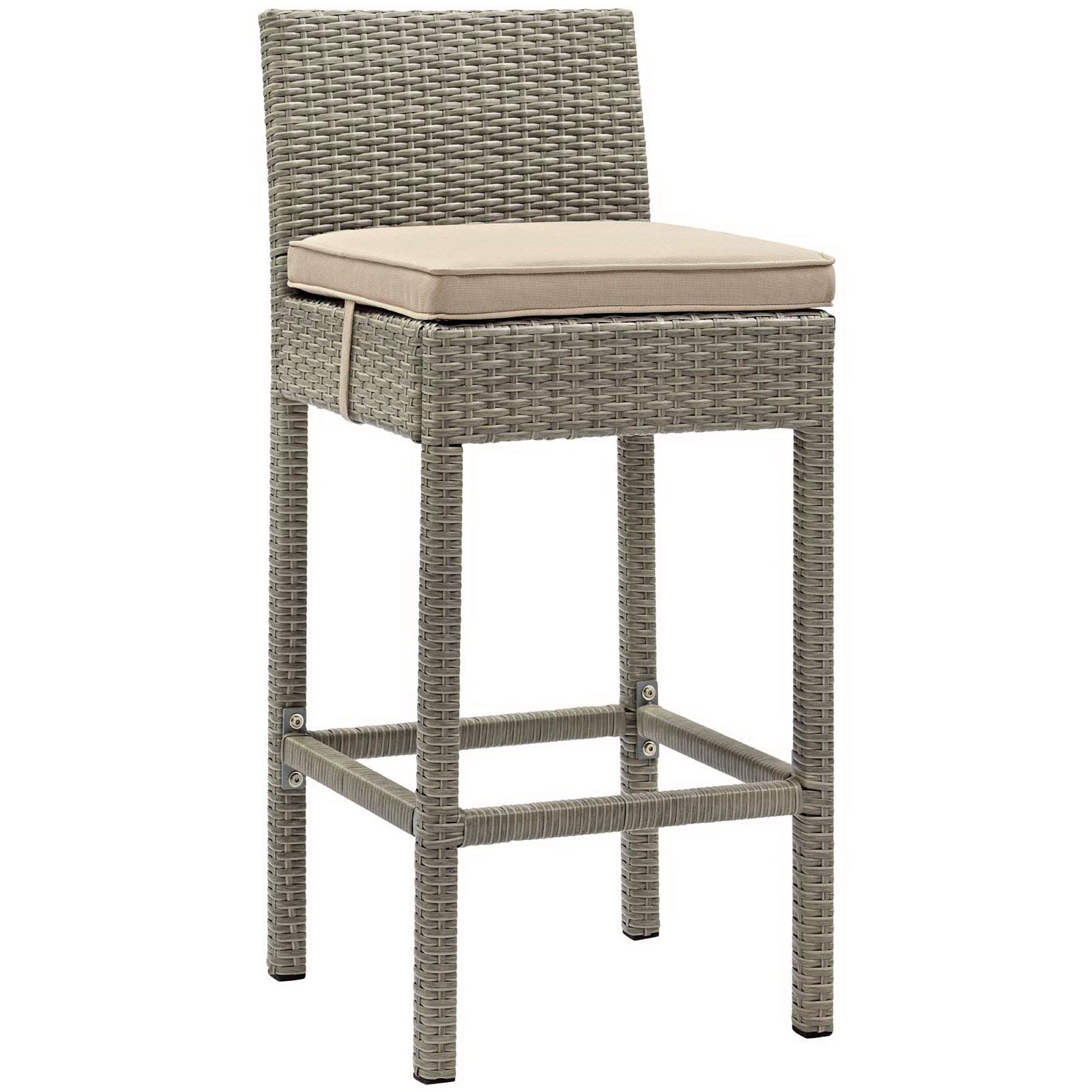 Conduit Outdoor Patio Wicker Rattan Bar Stool Set of 4 - Light Gray Currant