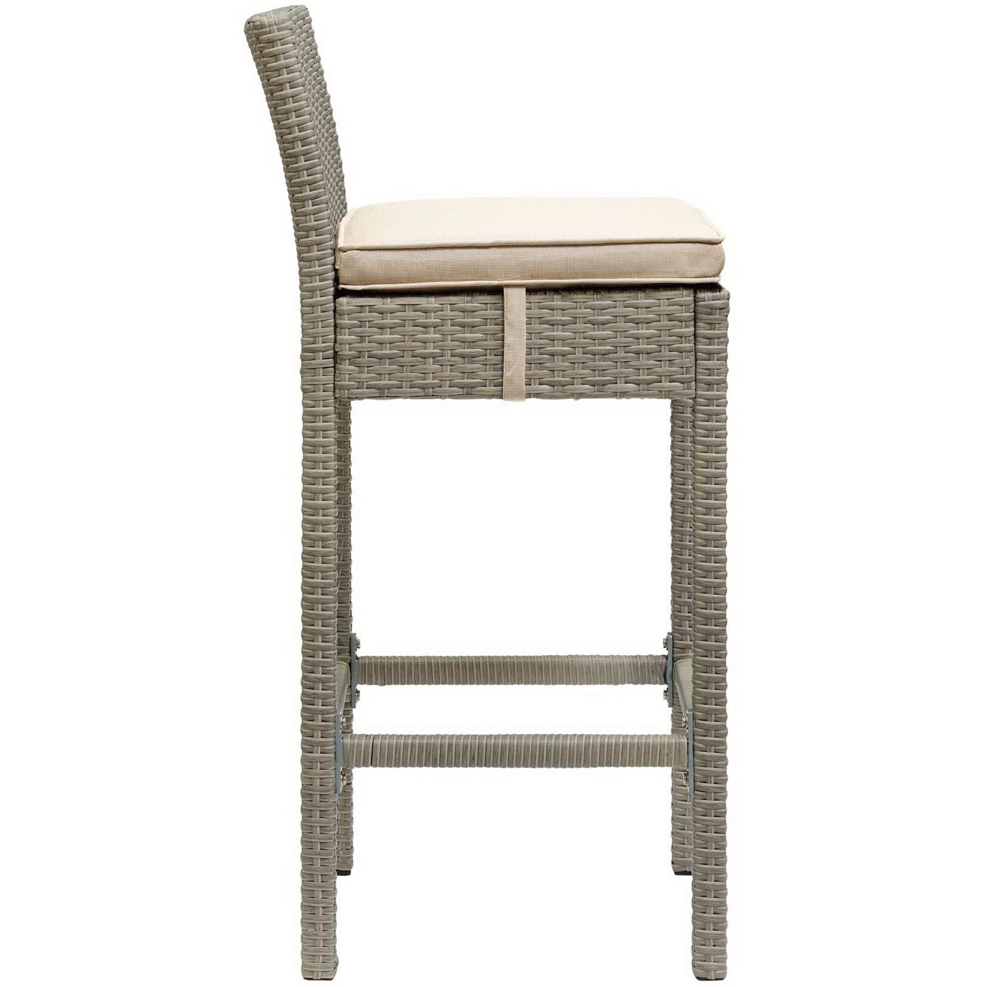 Conduit Outdoor Patio Wicker Rattan Bar Stool Set of 4 - Light Gray Green