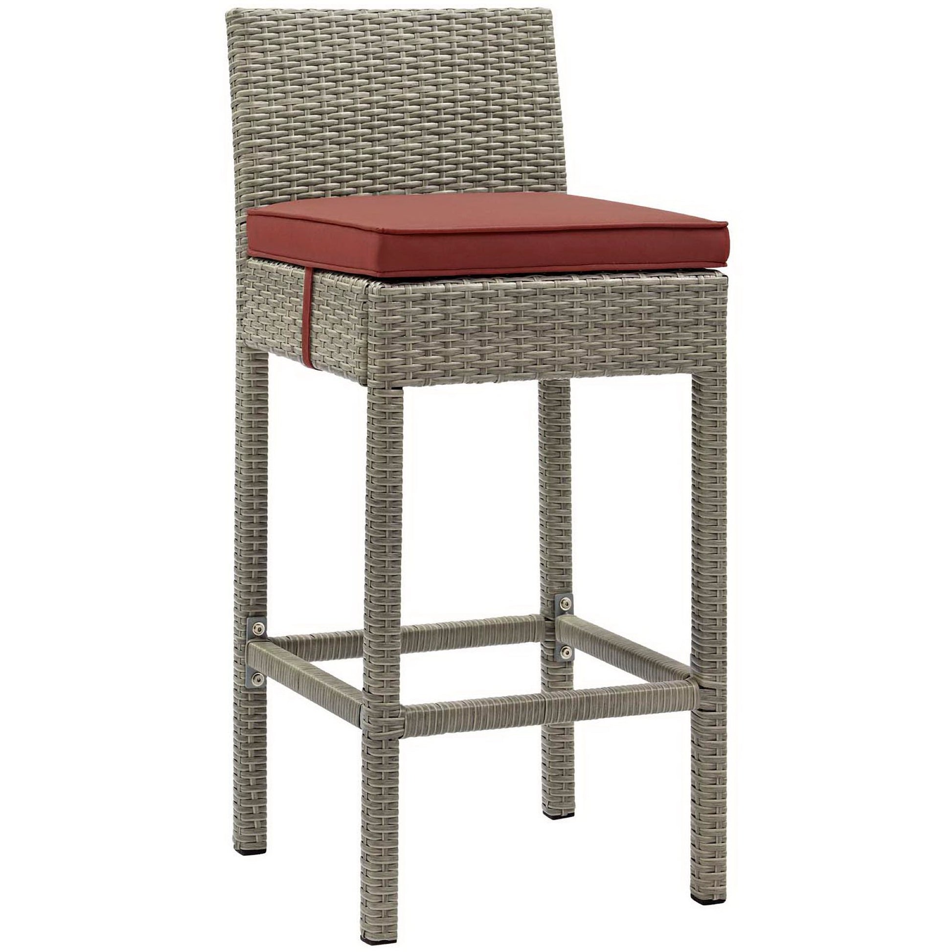 Conduit Outdoor Patio Wicker Rattan Bar Stool Set of 4 - Light Gray Peridot