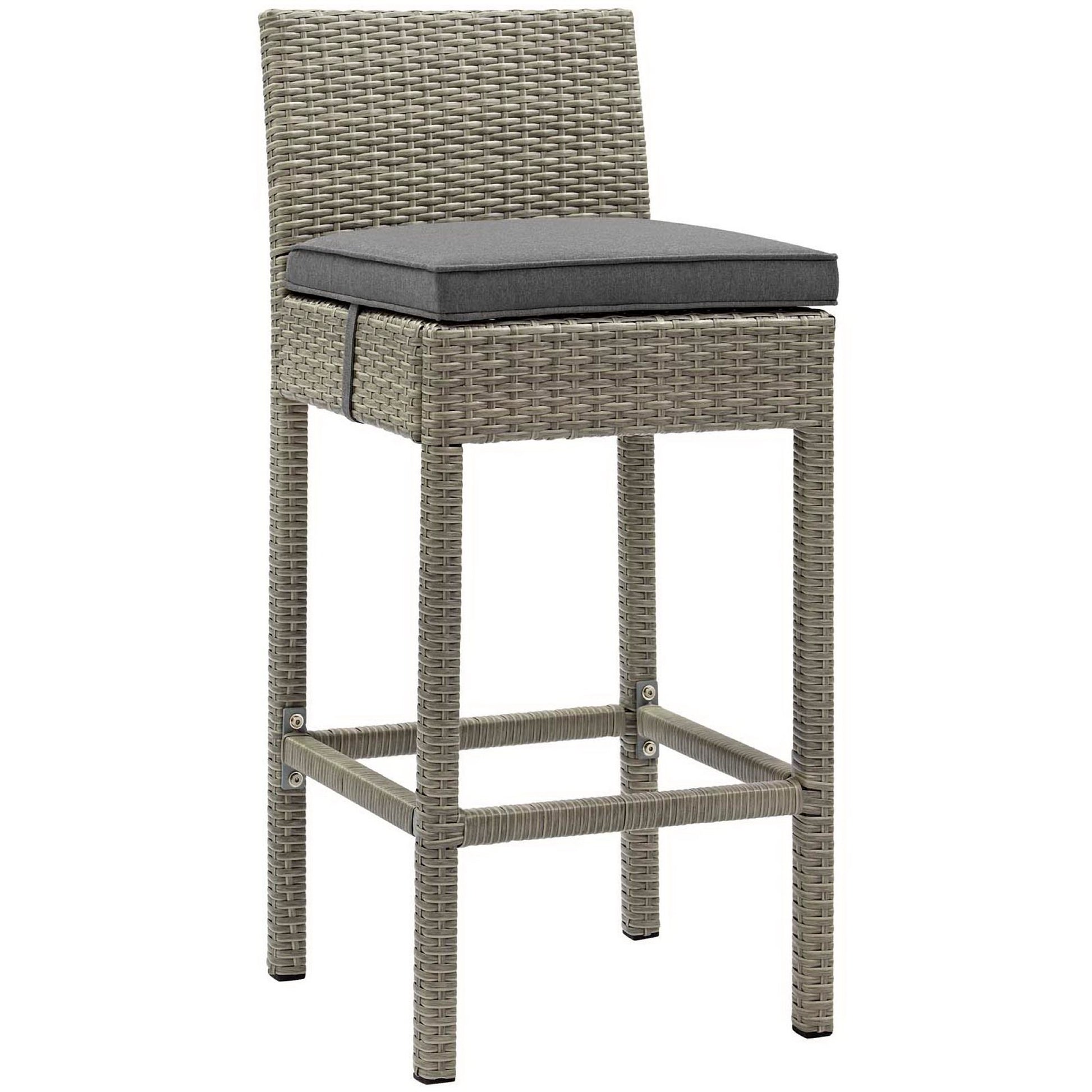 Conduit Outdoor Wicker Rattan Bar Stool Set of 2 - Light Gray Mocha
