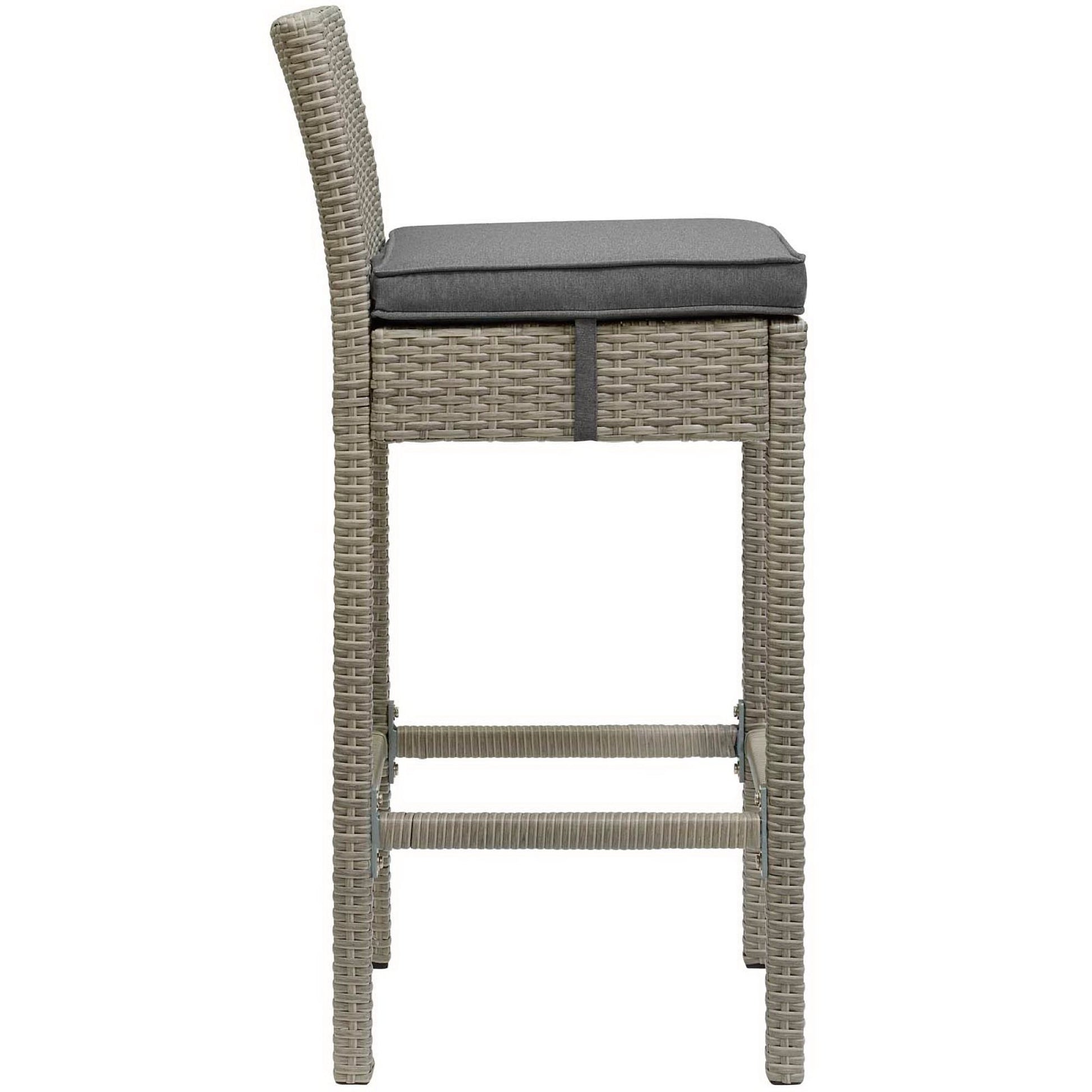 Conduit Outdoor Wicker Rattan Bar Stool Set of 2 - Light Gray Navy