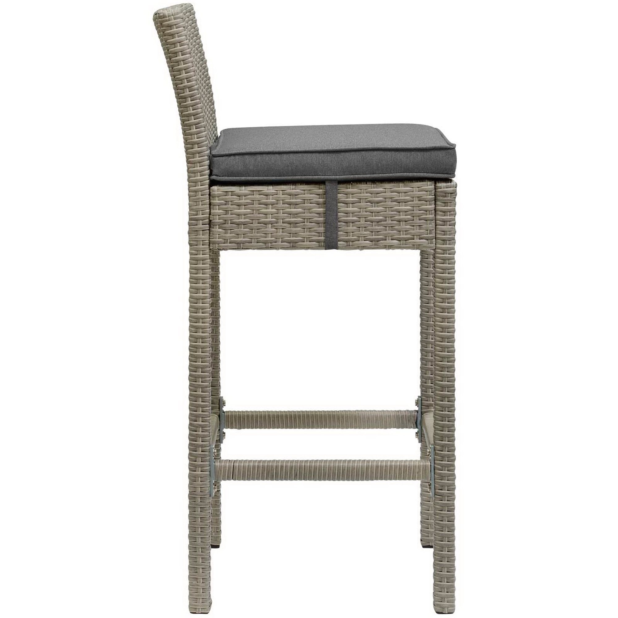 Conduit Outdoor Wicker Rattan Bar Stool Set of 2 - Light Gray Navy