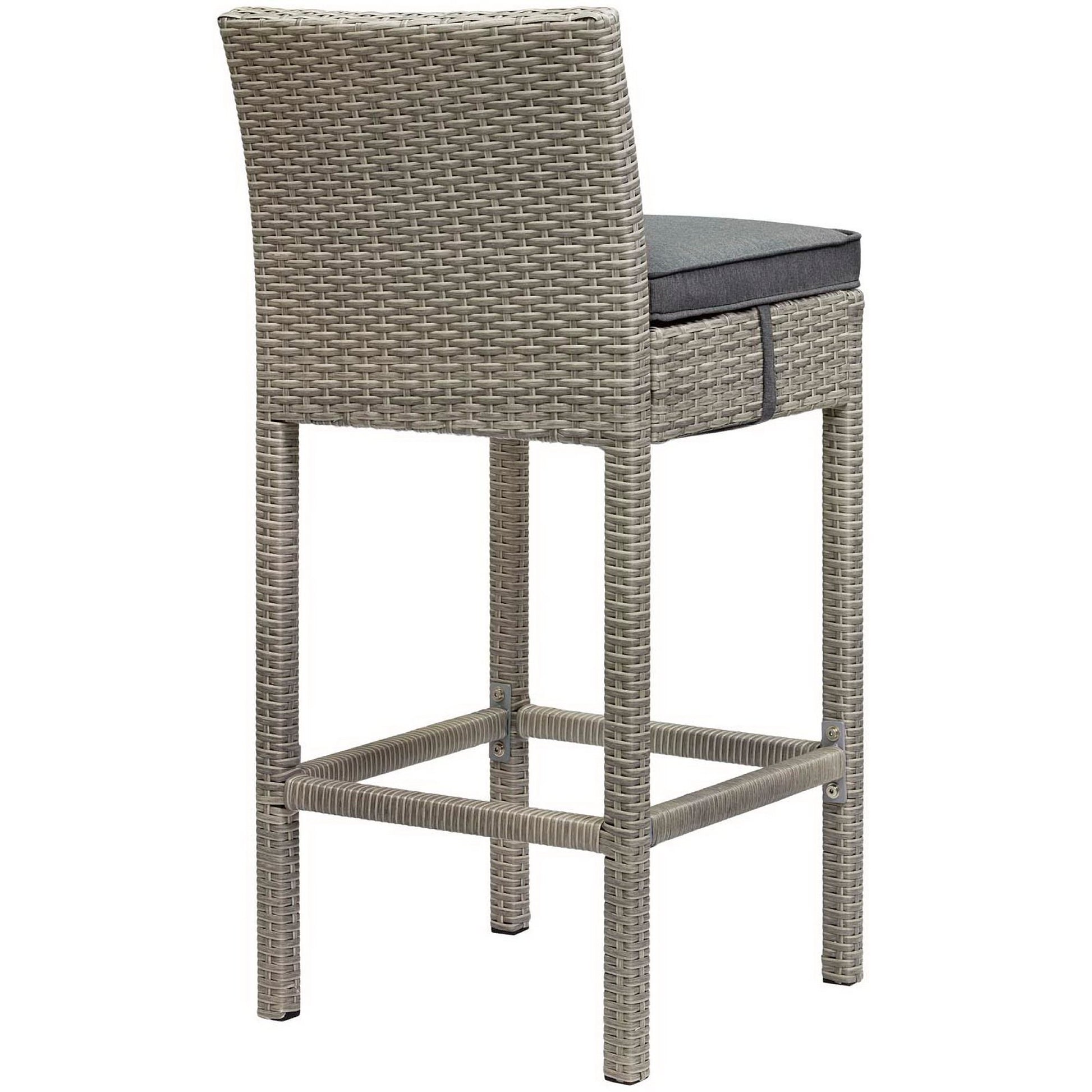 Conduit Outdoor Wicker Rattan Bar Stool Set of 2 - Light Gray Orange