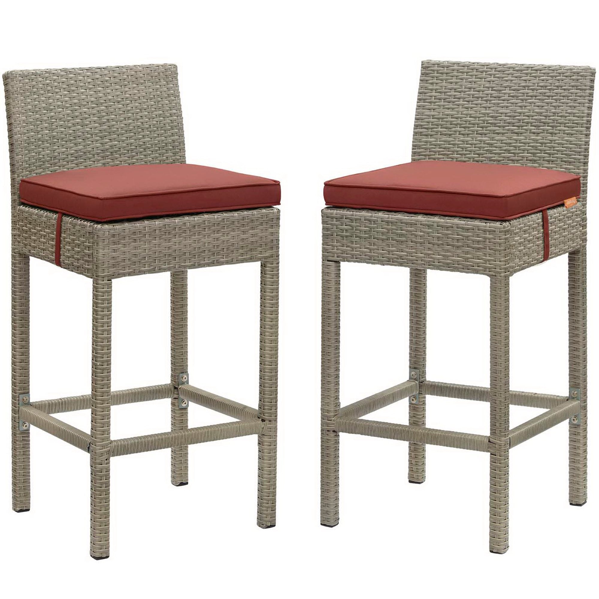 Conduit Outdoor Wicker Rattan Bar Stool Set of 2 - Light Gray Peridot